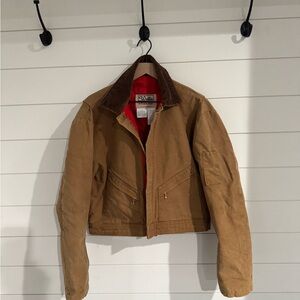 Walls Cropped Brown Detroit inspired Jacket with working functional zipper